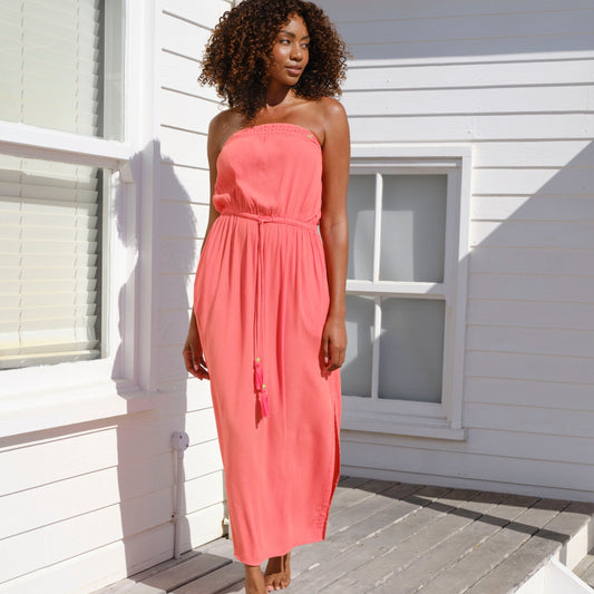 Strapless Beach Dress Coral