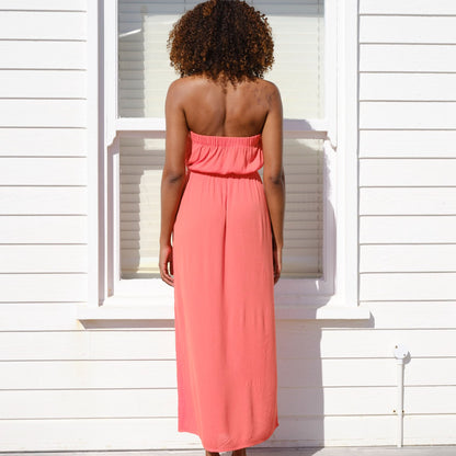 Strapless Beach Dress Coral