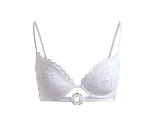 Broderie Bikini Top White