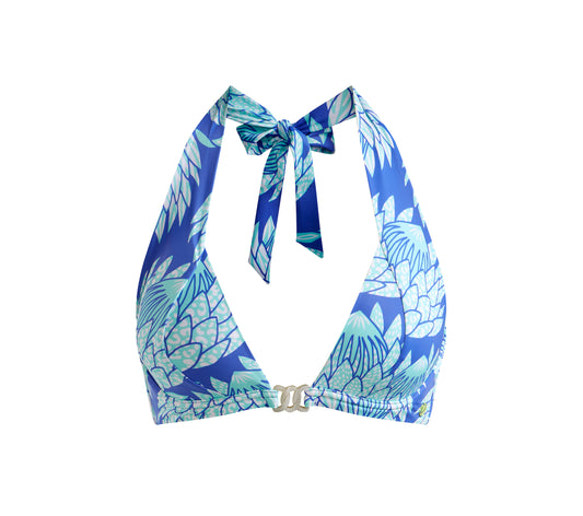 Halter Bikini Top Blue Protea