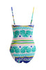 Trim Bandeau Swimsuit Blue Palm