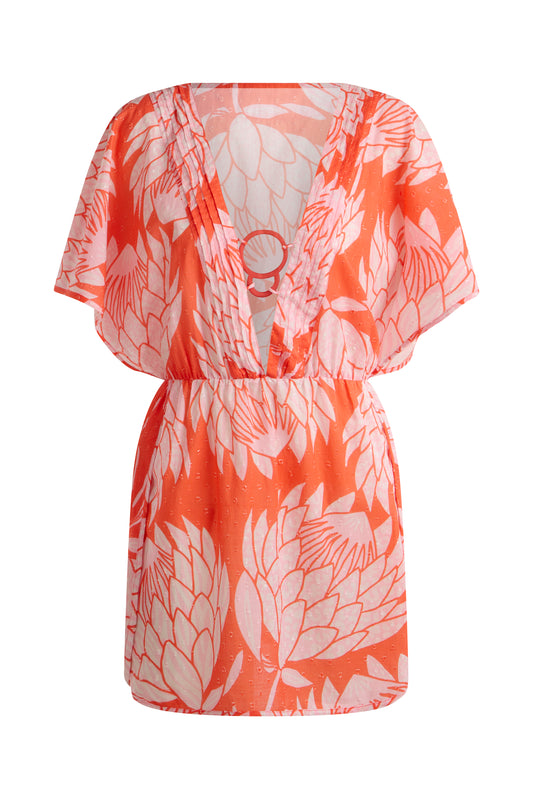 Short Ring Front Beach Cover Coral Protea