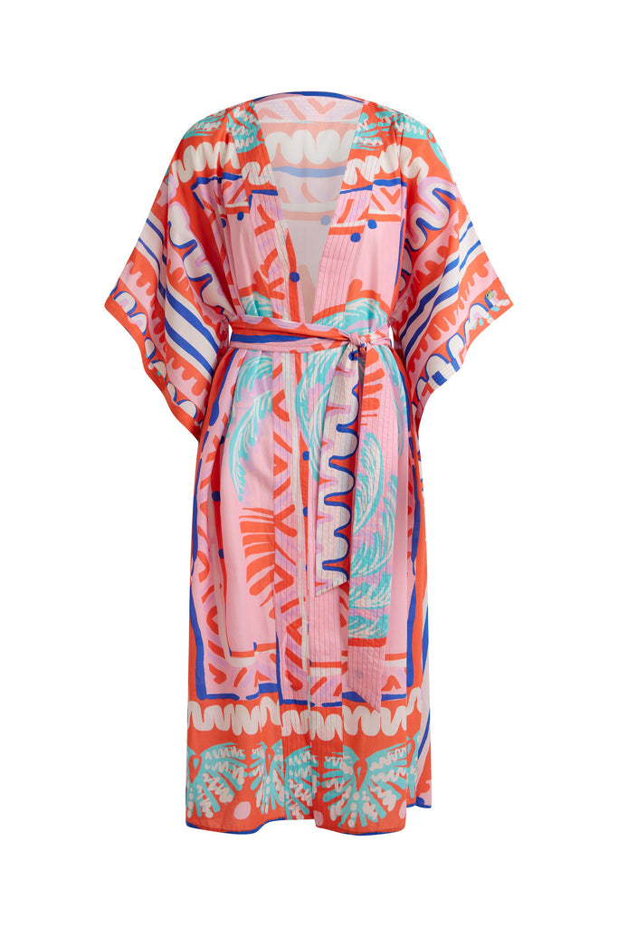 Summer Beach Robe Shop Pink Palm Relaxed Fit Beach Robe | Luxury Beachwear – Baye London