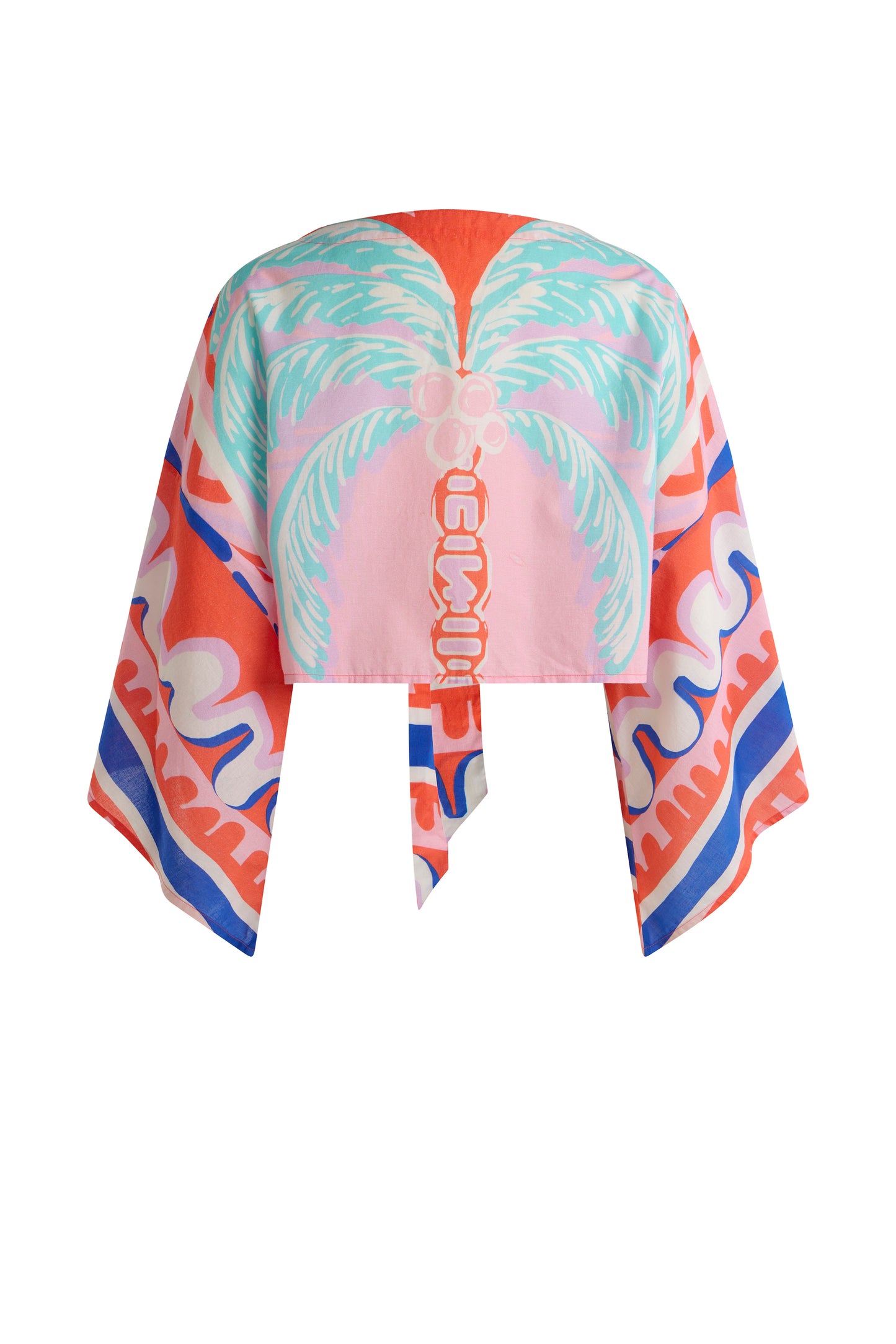 Tie Front Kimono Top Pink Palm