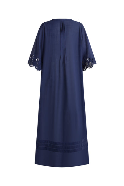 Broderie Maxi Dress Navy