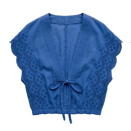 Flutter Sleeve Top Cobalt