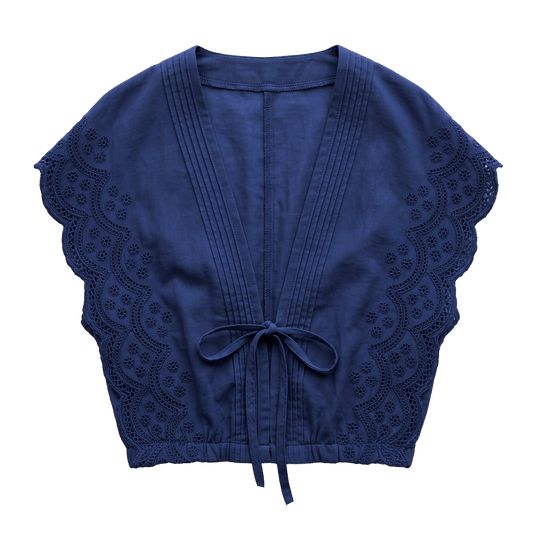 Flutter Sleeve Top Navy