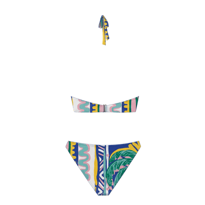 Halter Bikini Blue Palm Top