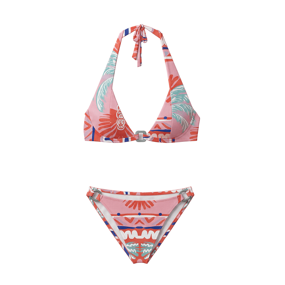 Halter Bikini Pink Palm Top