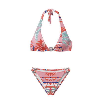 Halter Bikini Pink Palm Top