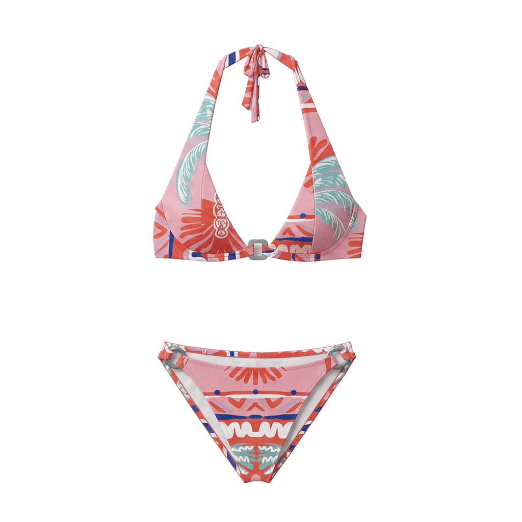 Halter Bikini Pink Palm Top