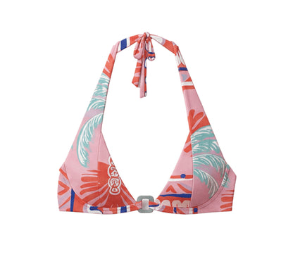 Halter Bikini Pink Palm Top