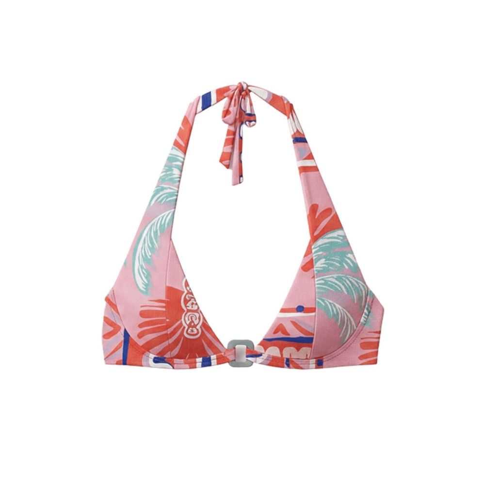 Halter Bikini Pink Palm Top
