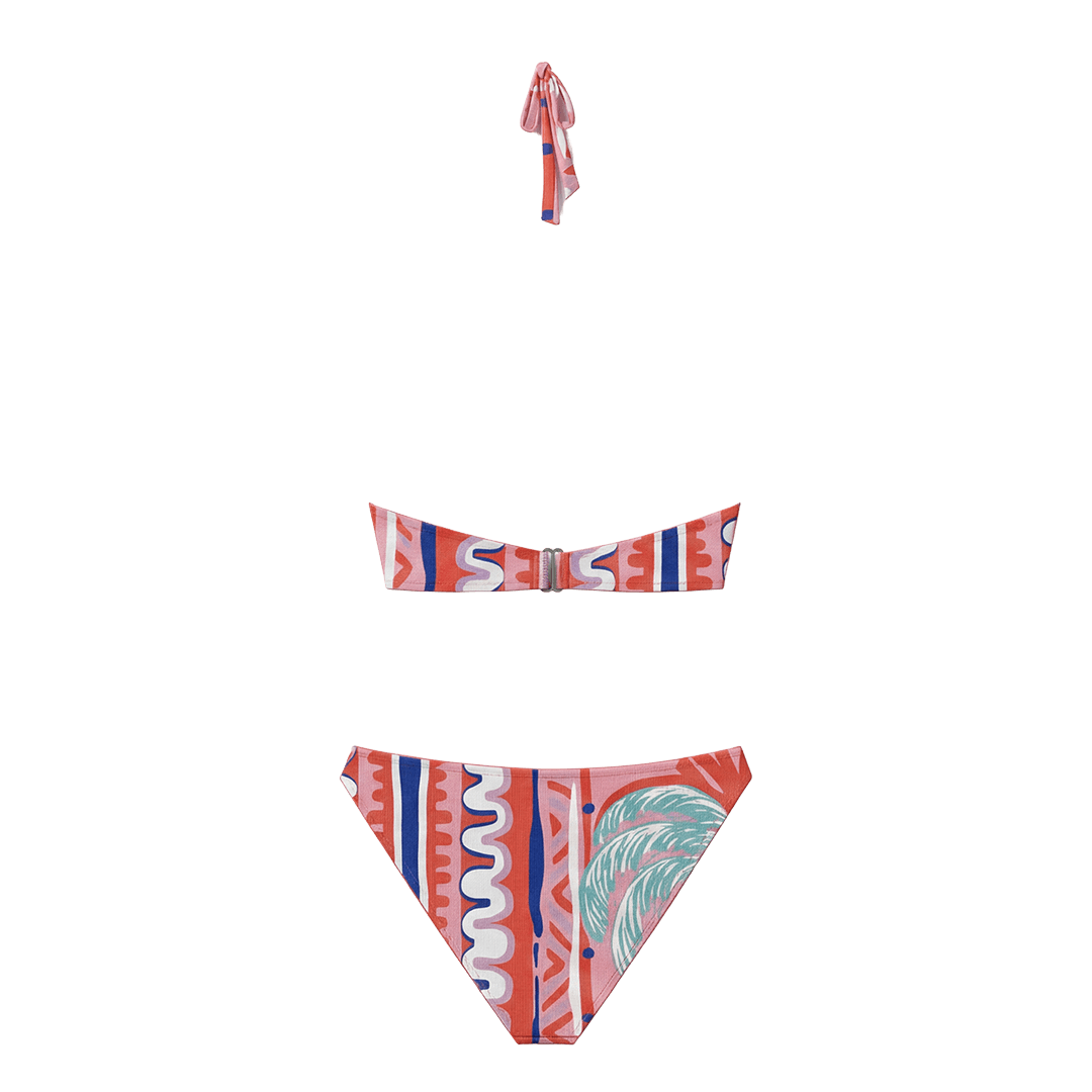 Halter Bikini Pink Palm Top