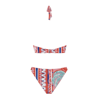 Halter Bikini Pink Palm Top