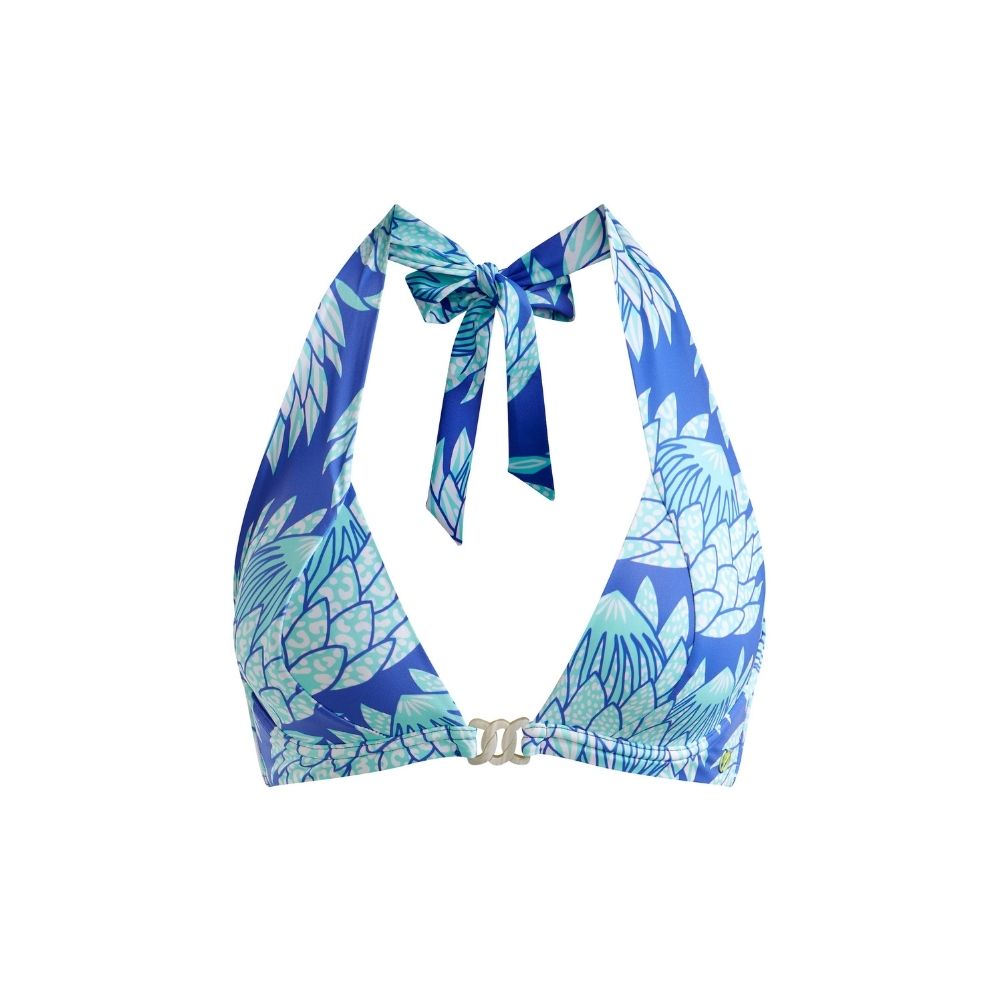 Halter Bikini Top Blue Protea