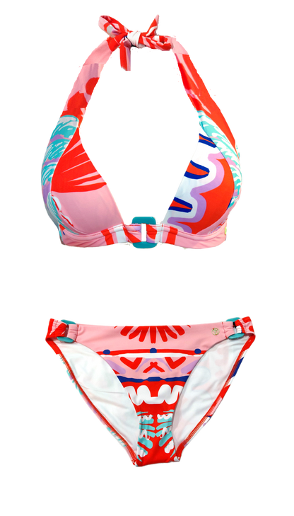 Halter Bikini Pink Palm Classic Brief
