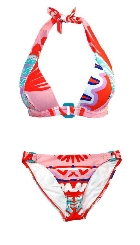 Halter Bikini Pink Palm Classic Brief